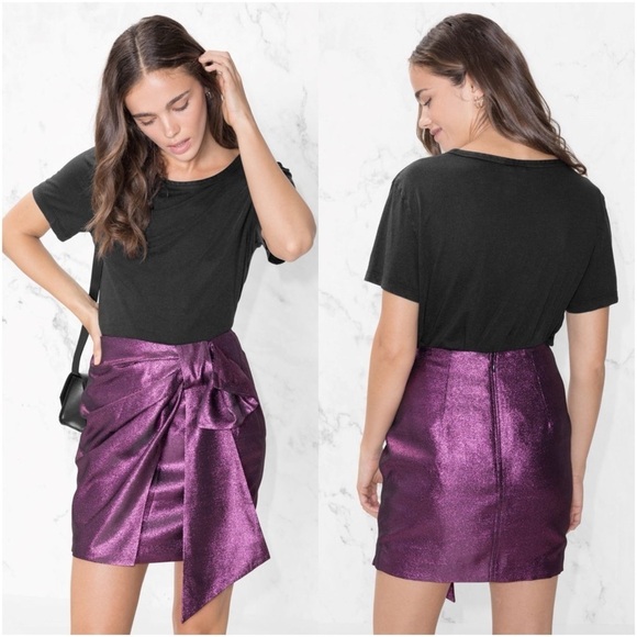 & OTHER STORIES Side Tie Metallic Skirt - Picture 1 of 5